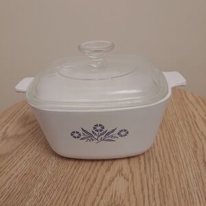 Vintage 7 Cup CORNING WARE CASSEROLE Dish w/Lid,‎ P-1 3/4-B, Blue Cornflo…